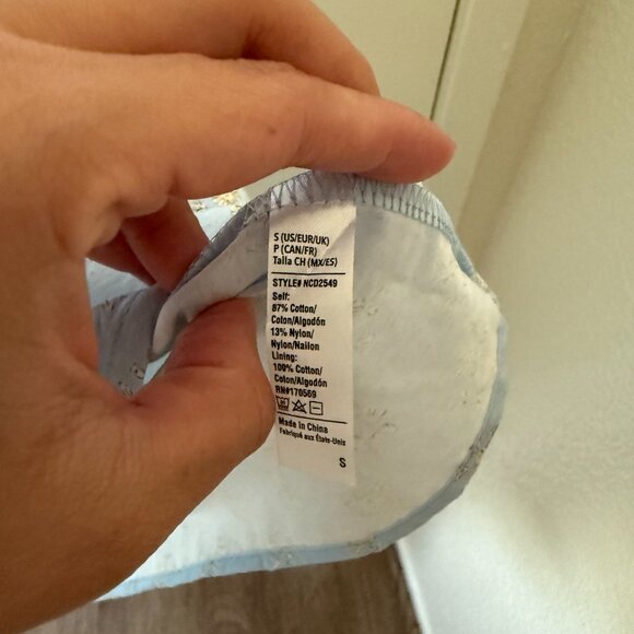 NWT Nectar Clothing Blue Puff Sleeve Button Mini Dress S - Picture 7 of 8